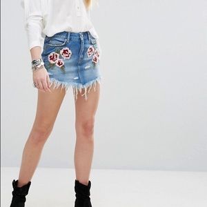 Free People Embroidered Skirt
